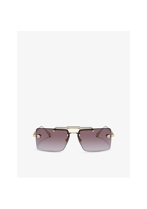 Womens Versace Ve2245 Rectangular-Frame Metal Sunglasses