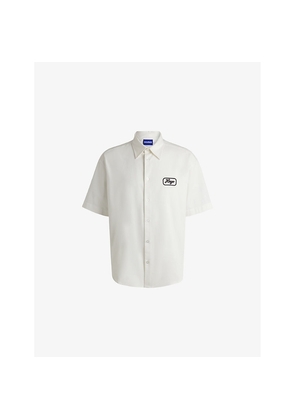 Mens Hugo Brand-Embroidered Short-Sleeve Cotton Shirt