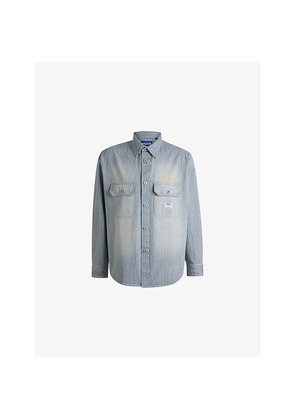 Mens Hugo Brand-Patch Striped Cotton Shirt