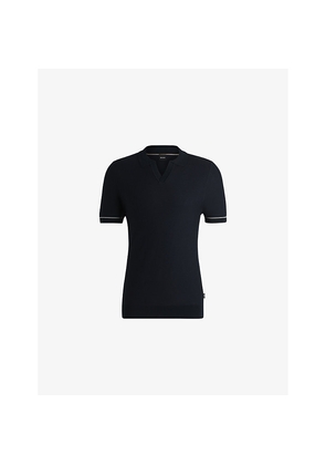 Mens Boss Short-Sleeve Regular-Fit Knitted Polo Shirt