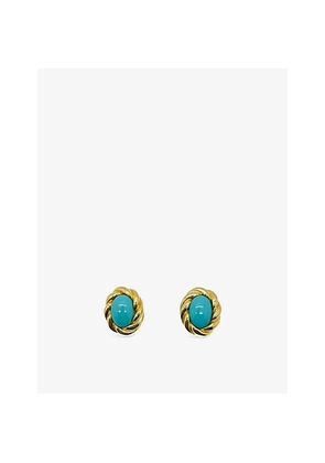 Womens Jennifer Gibson Jewellery Pre-Loved Jgj Cabochon Twist Gold-Plated Metal Earrings