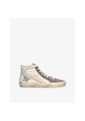 Womens Golden Goose Slide 82818 Logo-Embossed Leather High-Top Trainers