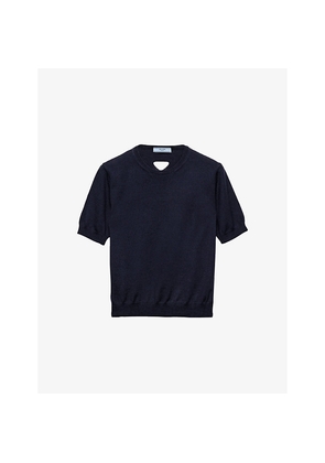 Womens Prada Oversized Short-Sleeve Wool Jumper