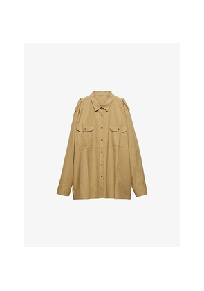 Womens Prada Triangle-Logo Oversized Cotton Shirt