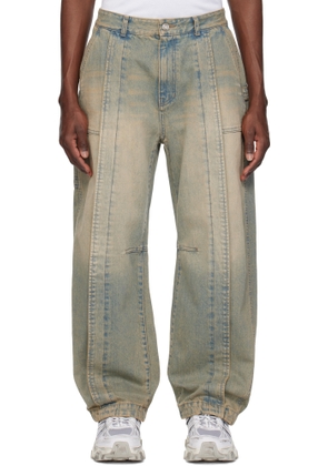 Juun. J Blue Washed Curved Jeans