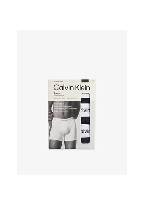 Mens Calvin Klein Icon Logo-Waistband Pack Of Three Stretch-Cotton Boxer Briefs