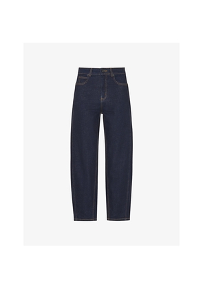 Womens Whistles Barrel-Leg High-Rise Stretch-Denim Jeans