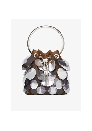 Womens Jimmy Choo Bon Bon Disc-Embellished Mesh Top-Handle Bag