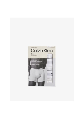 Mens Calvin Klein Icon Logo-Waistband Pack Of Three Stretch-Cotton Boxer Briefs