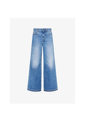 Womens Me And Em Distressed-Hem Wide-Leg Denim Jeans