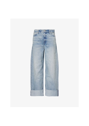 Womens Good American Good Standard Barrel Wide-Leg Denim Jeans