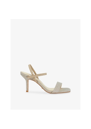 Womens Dune Methodical Metallic-Woven Heeled Sandals