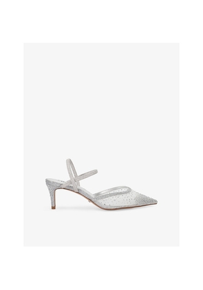 Womens Dune Charismatic Rhinestone-Embellished Mesh Slingback Courts