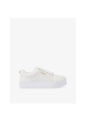 Womens Carvela Sardinia Logo-Embossed Faux-Leather Low-Top Trainers