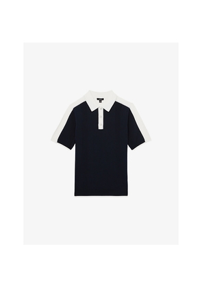 Mens Reiss Pentel Colour-Block Knitted Polo Shirt