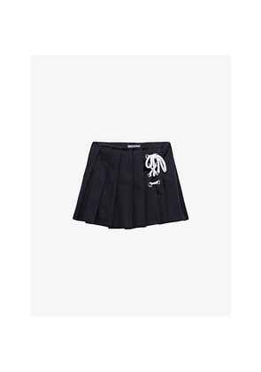 Womens Prada Pleated Stretch-Cotton Mini Skirt