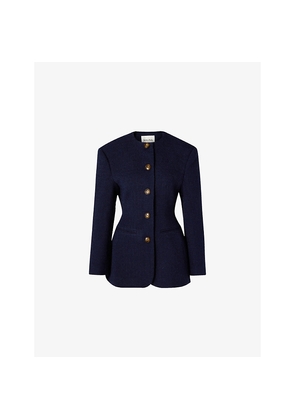 Womens Malina Carol Fitted Round-Neck Wool-Blend Blazer