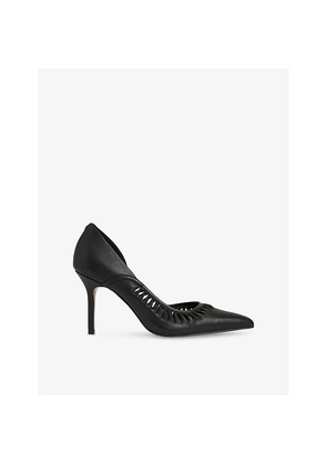 Womens Reiss Marlene Twisted Cut-Outs Leather Heeled Courts