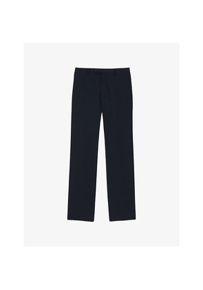 Mens Sandro Slim-Fit Straight-Leg Stretch-Wool Trousers