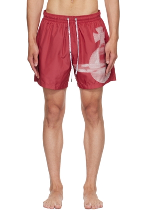 Vivienne Westwood Red Pixel Orb Surf Boxer Swim Shorts