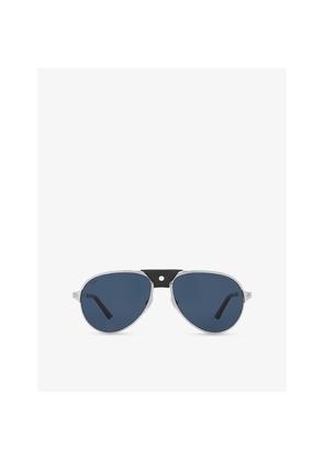 Womens Cartier ct0034S Polarised Pilot-Frame Metal Sunglasses