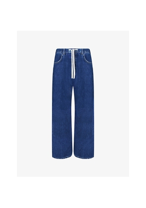 Womens Ro&Zo Drawstring-Waist Slim Barrel-Leg Denim Jeans