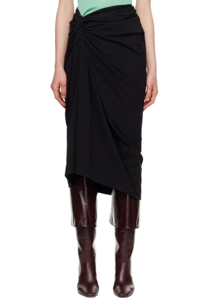 Dries Van Noten Black Knotted Jersey Midi Skirt