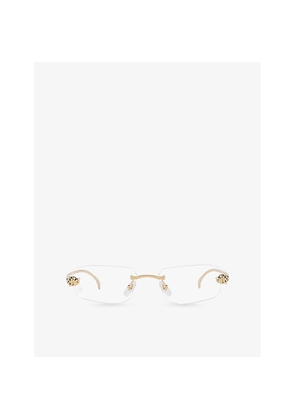 Womens Cartier ct0494O Panthère Rectangle-Frame Metal Optical Glasses