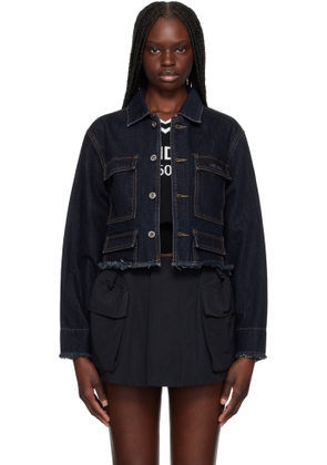 We11done Navy Cropped Denim Jacket