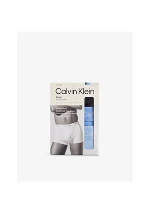Mens Calvin Klein Icon Logo-Waistband Pack Of Three Stretch-Cotton Trunks