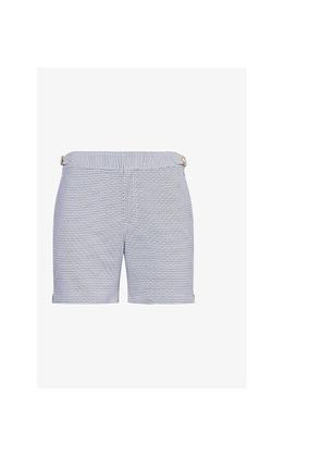 Mens Orlebar Brown Bulldog Geometric-Print Mid-Rise Swim Shorts