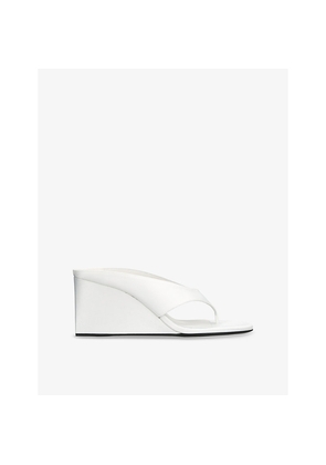 Womens Azzedine Alaia Tong 75 Satin Wedge-Heeled Mules