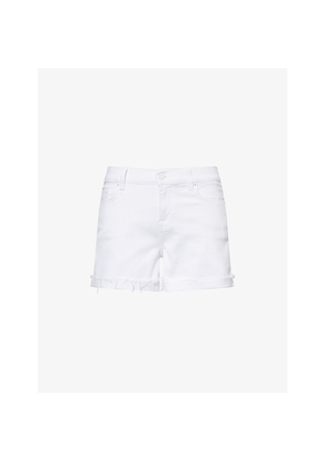 Womens 7 For All Mankind Frayed  Mid-Roll Stretch-Denim Shorts