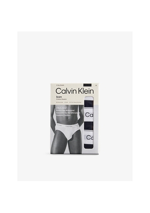 Mens Calvin Klein Icon Logo-Waistband Pack Of Three Stretch-Cotton Hip Brief