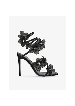 Womens Rene Caovilla Floral Cleo 105 Satin Heeled Sandals