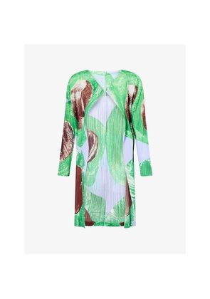 Womens Pleats Please Issey Miyake Backlight Mid-Length Pleated Knitted Coat