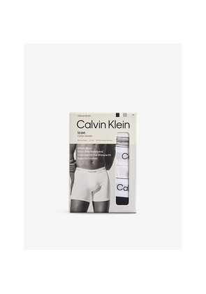 Mens Calvin Klein Icon Logo-Waistband Pack Of Three Stretch-Cotton Boxer Briefs