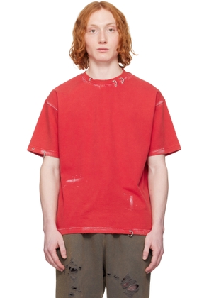 We11done Red Pierced T-shirt