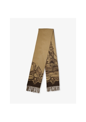 Womens Burberry Tower Bridge Fringed Cashmere Scarf