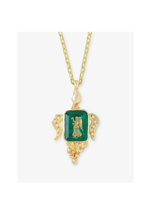 Womens La Maison Couture Ece London The Victoria Medallion 22ct Yellow Gold Vermeil Root Emerald and Zircon Necklace