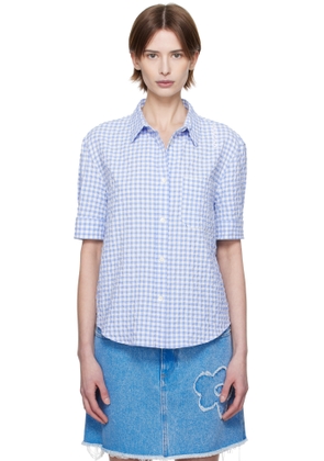 Marni Blue & White Seersucker Checked Shirt