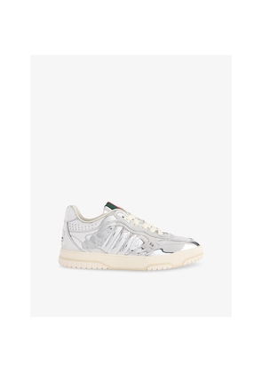 Womens Gucci Re-Web Mirror Low-Top Leather Trainers