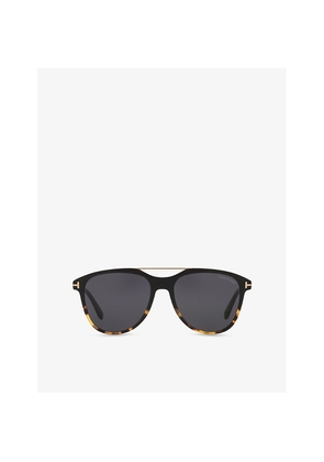 Womens Tom Ford Tr001830 Damian Tortoiseshell Pilot-Frame Acetate Sunglasses