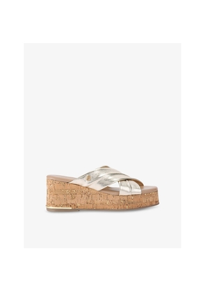 Womens Carvela Comfort Fresco Cross-Strap Leather Wedges