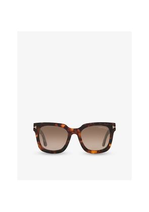 Womens Tom Ford Tr001843 Leigh Square-Frame Tortoiseshell Acetate Sunglasses