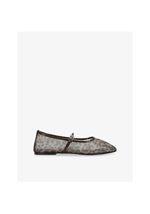 Womens Steve Madden Mash Leopard-Print Mesh Mary Jane Flats