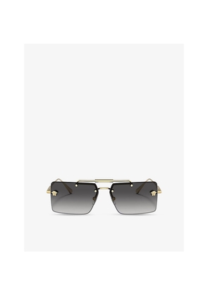 Womens Versace Ve2245 Rectangular-Frame Metal Sunglasses