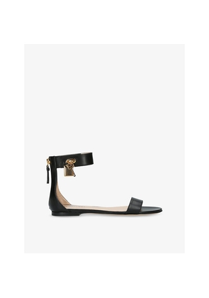 Womens Tom Ford Padlock Leather Flat Sandals