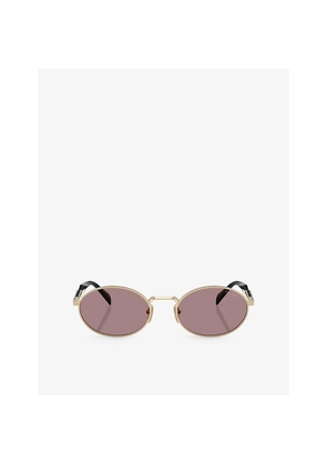 Womens Prada Pr 65Zs Oval-Frame Metal Sunglasses