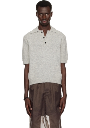 Dries Van Noten Gray Alpaca Wool Polo